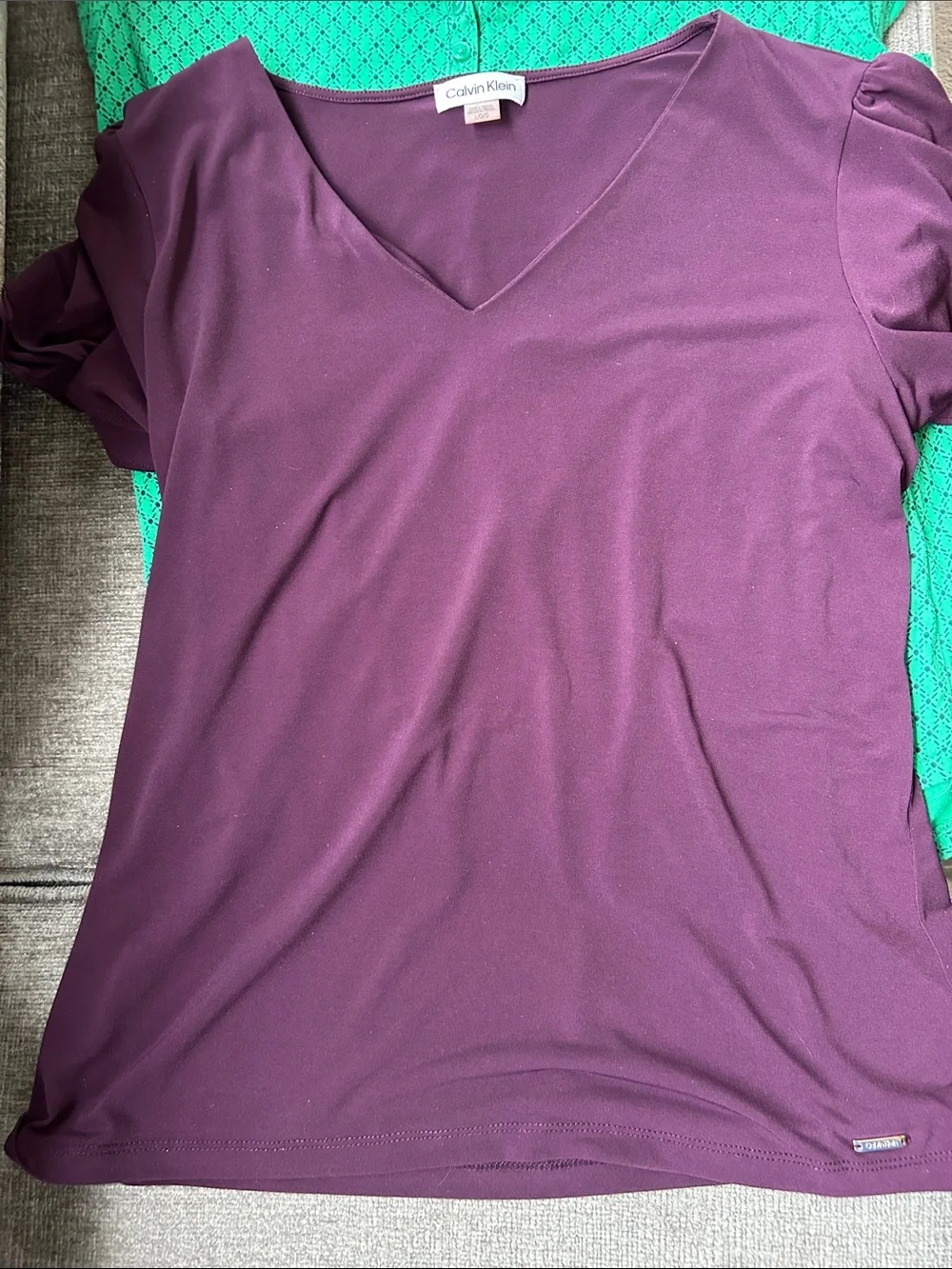 Calvin Klein Plum, Green & Gray-Blue Women’s Top Trio - Picture 4 of 7
